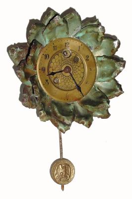 C.1930, Lux Clock Co., Waterbury, Conn, "Sunflower", 30 hour novelty pendulette in fair condition. — Antique Clocks Price Guide