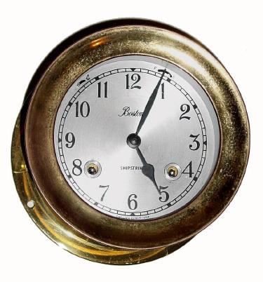 C.1985, Chelsea Clock Co., "Boston", 8-day time/strike ship's bell clock. — Antique Clocks Price Guide