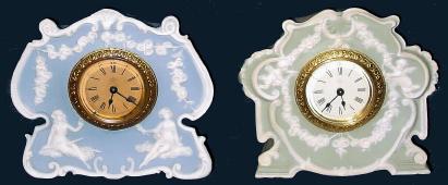 C.1905, Ansonia (Lot of 2) mini Wedgewood Clocks: — Antique Clocks Price Guide