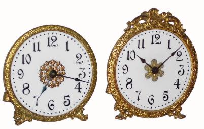 C.1901, Ansonia (Lot of 2) Glass dial, nite clocks: — Antique Clocks Price Guide