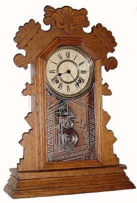 C.1894, Ansonia Clock Co., "Bedford", 8-day time/strike mantel clock. — Antique Clocks Price Guide