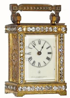 C.1904, Ansonia, BONANZA Carriage timepiece (another 8-day clock), in fair to good condition. — Antique Clocks Price Guide