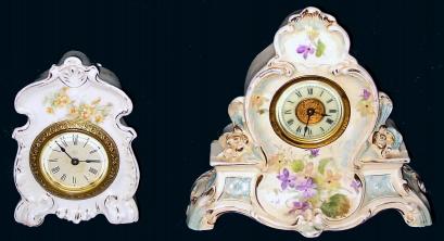 C.1900, Ansonia Clock Co., (Lot of 2 Mini Porcelains), in generally fair to good condition: — Antique Clocks Price Guide