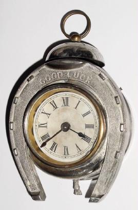 C.1880, F. Kroeber "Horse Shoe" alarm clock, as-found, for parts. — Antique Clocks Price Guide
