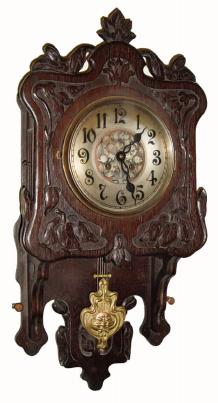 C.1900, German, Open Well, Art Nouveau wall clock in very good original condition. — Antique Clocks Price Guide