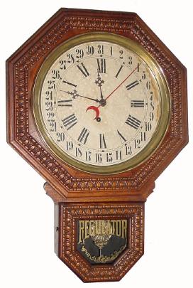 C.1907, E. Ingraham and Co., "Major", short drop school clock with calendar. — Antique Clocks Price Guide