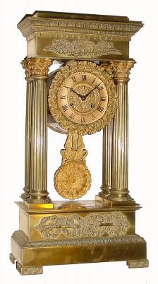 C.1880, French, Mougin, 4-Column Empire style mantel clock in very good condition. — Antique Clocks Price Guide