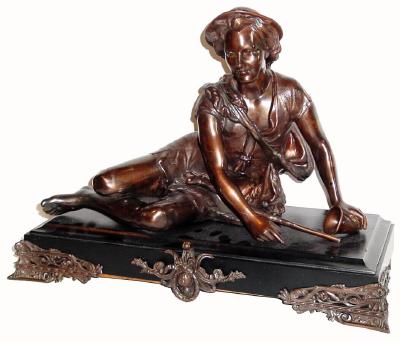 C.1904, Ansonia "Shepherd Boy" on base and in very good restored condition. — Antique Clocks Price Guide