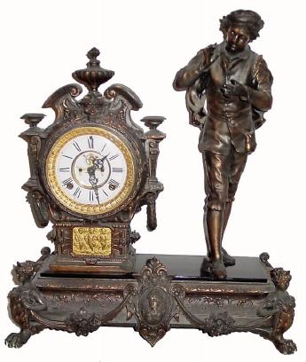 C.1894, Ansonia "TENOR" figural clock, the singer missing his song sheet, — Antique Clocks Price Guide