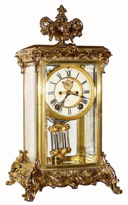 C.1914, Ansonia Clock Co., "Crown", 8-day time and strike crystal regulator. — Antique Clocks Price Guide