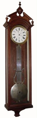 C.1883, Ansonia Clock Co., "Regulator No. 4" in walnut, with restoration and in good running order. — Antique Clocks Price Guide
