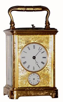 C.1900, French, Paul Garnier (signed on base), Gilt Brass Carriage clock, in an engraved case and in excellent restored condition. — Antique Clocks Price Guide