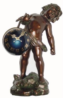 C.1890, French, Giant Figural clock, a young boy holding a ball in his hands, — Antique Clocks Price Guide