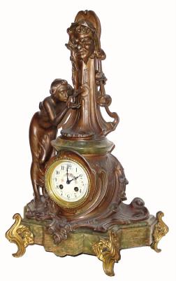 C.1890, French, FOUNTAIN figural clock, bronzed spelter, and in excellent condition. — Antique Clocks Price Guide