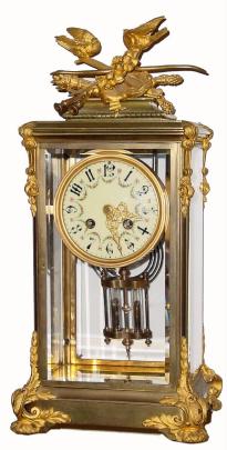 C.1900, French, Marti and Cie., fancy crystal regulator, 8-day time and strike. — Antique Clocks Price Guide