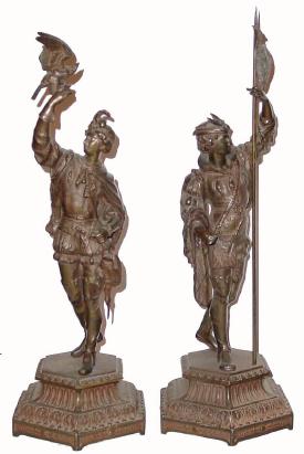 C.1904, American, Pair of Garniture Statues, FISHER and FALCONER, in good original condition, — Antique Clocks Price Guide