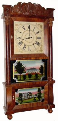 C.1839, E. C. Brewster, Bristol, Conn., 8-day time/strike double deck shelf clock. — Antique Clocks Price Guide