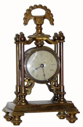 C.1890, Parker Clock Co., Meriden, Conn, "No. 7, Solid Brass", novelty in good original condition. — Antique Clocks Price Guide