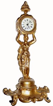 C.1914, Ansonia Clock Co., "LOLA", cast figural clock in very good restored condition. — Antique Clocks Price Guide