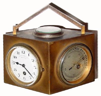 C.1900, French, Charles Hour, Unusual "distorted cube" clock and instrument set, as found, — Antique Clocks Price Guide