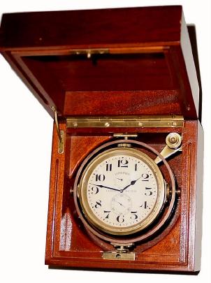C.1940, Swiss, Longines, 2-Day Deck Watch in original mahogany case with gimbal mount, and in excellent original condition. — Antique Clocks Price Guide