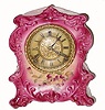 C.1900, William L. Gilbert Clock Co., Porcelain, "No. 424" 8-day time/strike china mantel clock.