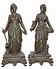 C.1900, Ansonia, Statue set, ART and COMMERCE, No. 1006, in good, as-found condition,