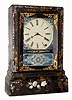 C.1848, Terry and Andrews, Stenciled, painted and MOP inlaid wooded cased, 8-day shelf clock in very good original condition.