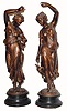 C.1895, Ansonia, Garniture Set, Huntress and Fisher, as-found, less weapons, and the fisher arm bent slightly down (not broken).