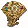 C.1904, Ansonia BABY, depicting a seated child holding mothers fan and with a butterfly setting on it.