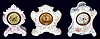 C.1905, Ansonia (Lot of 3) Mini Porcelain 1-day clocks in good condition: 