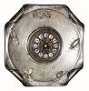 C.1890, German, Easel Clock, a silvered brass tray with curled up corners,