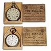 C.1890, (lot of 2), Ansonia Watches in original wooden boxes with paper labels.