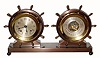 C.1973, Chelsea Clock Co "Claremont" ship's bell clock and barometer set in tu-tone brass and bronze finish and in very good original condition.