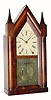 C.1845, Brewster and Ingrahams, Bristol, CT. 8-day striking "Sharp Gothic" or steeple clock in mahogany veneered case.