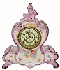 C.1904, Ansonia Clock Co., Royal Bonn "La Vendee", porcelain, 8-day time/strike mantel clock.
