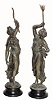 C.1900, Ansonia, Pair of Garniture Statues HUNTRESS  and  FISHER,