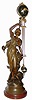 C.1890, French, Bronzed Spelter Swinging timepiece, the statue of LA SCIENCE, and in very good condition.