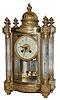 C.1900, French, Fancy Crystal regulator with 4 full cut glass columns and domed top.