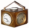 C.1900, French, Charles Hour, Unusual "distorted cube" clock and instrument set, as found,