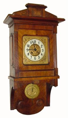 C.1910, German, Open Well "Berliner" walnut wall clock in generally good original condition. — Antique Clocks Price Guide