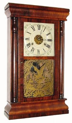 C.1866, Seth Thomas Clock Co., Thomaston, Conn., "Rosewood", 30-hour time/strike column &amp; cornice shelf clock. — Antique Clocks Price Guide
