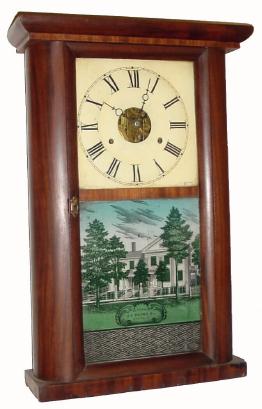 C.1840, Jerome, Gilbert, Grant &amp; Co., Bristol, Conn., 30-hour time &amp; strike round sided shelf clock. — Antique Clocks Price Guide
