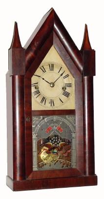 C.1845, Terry &amp; Andrews, Bristol, Conn., for Chipperfield, NY, 30-hour time/strike steeple clock — Antique Clocks Price Guide