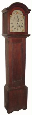 C.1820, Unsigned, likely Leavenworth movement,  in a pine tall case. — Antique Clocks Price Guide
