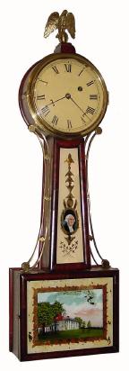 C,1840, Massachusetts Banjo  in good running order, with restorations. — Antique Clocks Price Guide