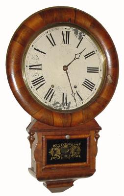 C.1870, Ansonia Brass &amp; Copper Co., "No. 1, Extra", round drop wall clock in generally good condition, with restoration. — Antique Clocks Price Guide