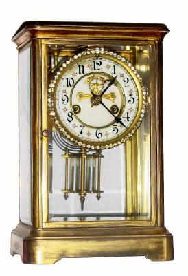 C.1910, Waterbury Clock Co., "TOULON", glass &amp; brass crystal regulator in generally good original condition. — Antique Clocks Price Guide