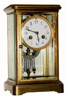 C.1910, French, Small Crystal Regulator 8-day time/strike brass &amp; glass in good condition. — Antique Clocks Price Guide