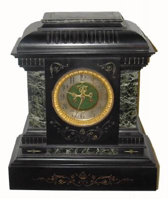 C.1890, French, Large Onyx &amp; Marble mantel clock, with open escape, with restorations. — Antique Clocks Price Guide